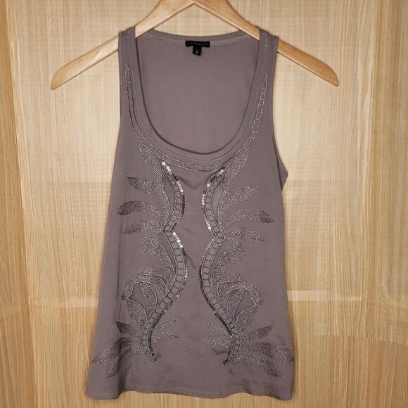 Express Women's Silver Sparkle Razorback Tank Top. - Picture 1 of 5